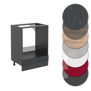 Herdumbauschrank R-Line Schwarz Beton 60 cm ohne Arbeitsplatte livinity®