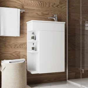 Waschbeckenunterschrank Amadeo Weiß 2 Teile, mit Waschbecken livinity®