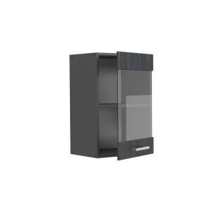 Küchenglasschrank R-Line Schwarz Beton 40 cm livinity®