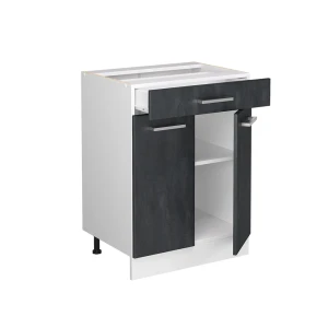 Küchenunterschrank R-Line Schwarz Beton 60 cm ohne Arbeitsplatte livinity®