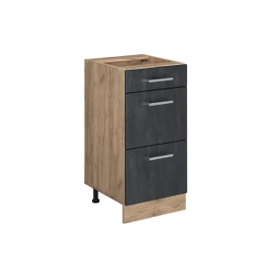 Küchenunterschrank R-Line Schwarz Beton 40 cm ohne Arbeitsplatte Vicco