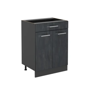 Armário baixo de cozinha R-Line Concreto preto 60 cm com gaveta, sem bancada Vicco