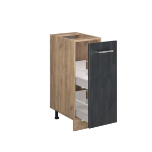Apothekerschrank R-Line Schwarz Beton 30 cm ohne Arbeitsplatte livinity®