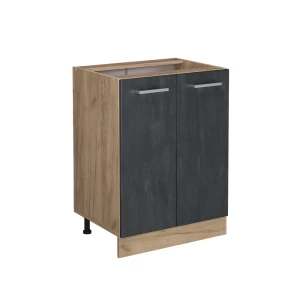 Küchenunterschrank R-Line Schwarz Beton 60 cm ohne Arbeitsplatte Vicco