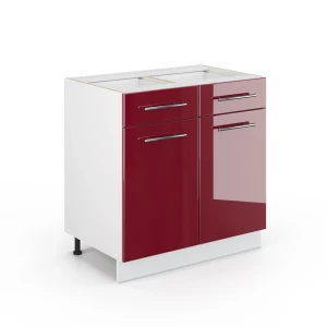 Badeværelsesskab Fame-Line Bordeaux rød højglans 80 x 82 cm uden bordplade Vicco