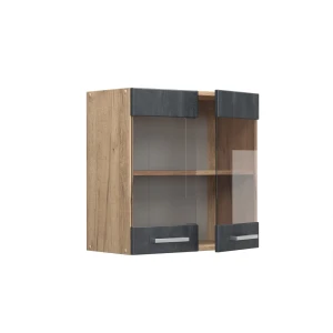 Küchenglasschrank R-Line Schwarz Beton 60 cm livinity®