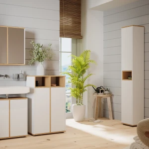 Badschrank Didi Weiß/Artisan 30 x 192 cm mit 2 Türen livinity®