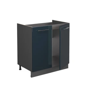 Spülenunterschrank Fame-Line Dunkelblau Hochglanz 80 cm ohne Arbeitsplatte livinity®