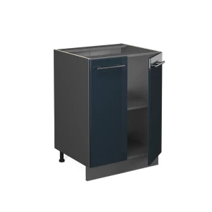 Küchenunterschrank Fame-Line Dunkelblau Hochglanz 60 cm ohne Arbeitsplatte livinity®