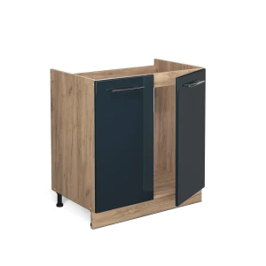 Spülenunterschrank Fame-Line Dunkelblau Hochglanz 80 cm ohne Arbeitsplatte livinity®