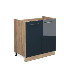 Spülenunterschrank Fame-Line Dunkelblau Hochglanz 80 cm ohne Arbeitsplatte Vicco