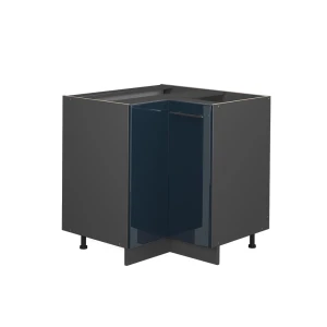 Meuble d'angle Fame-Line Bleu foncé brillant 80.5cm sans PT Vicco