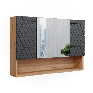 Badeværelsesskab med spejl Irma Antracit med honeycomb-struktur 80.1 x 55 cm Vicco
