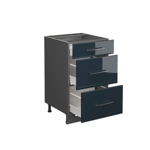Küchenunterschrank Fame-Line Dunkelblau Hochglanz 50 cm ohne Arbeitsplatte livinity®
