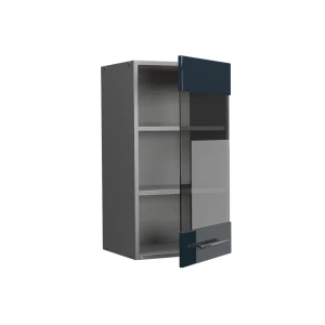 Küchenglasschrank Fame-Line Dunkelblau Hochglanz 40 cm livinity®