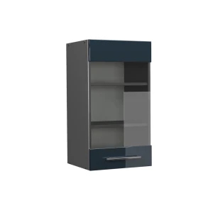 Küchenglasschrank Fame-Line Dunkelblau Hochglanz 40 cm Vicco
