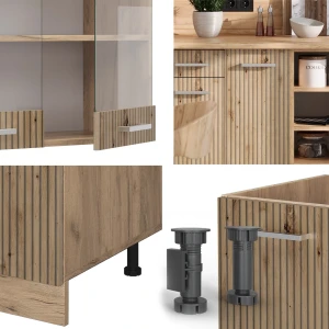 Küchenzeile R-Line Artisan-Eiche/Goldkraft Eiche 240 cm ohne Arbeitsplatte livinity®