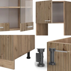 Einbauküche R-Line Artisan-Eiche/Goldkraft Eiche 247 x 237 cm ohne Arbeitsplatte livinity®