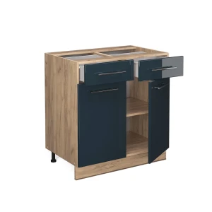 Küchenunterschrank Fame-Line Dunkelblau Hochglanz 80 cm ohne Arbeitsplatte livinity®