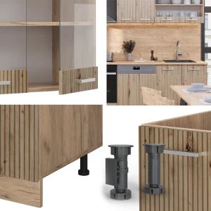 Küchenzeile R-Line Artisan-Eiche/Goldkraft Eiche 300 cm ohne Arbeitsplatte livinity®