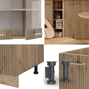 Singleküche R-Line Artisan-Eiche/Goldkraft Eiche 160 cm ohne Arbeitsplatte livinity®