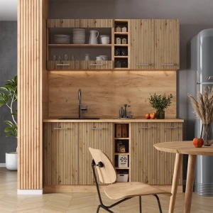Singleküche R-Line Artisan-Eiche/Goldkraft Eiche 160 cm , AP Anthrazit livinity®