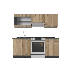 Køkkenrække R-Line Artisan eg/antracit 200 cm , BP Antracit Vicco