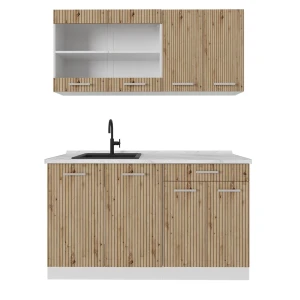 Singlekøkken R-Line Artisan eg/hvid 140 cm med bordplade Vicco