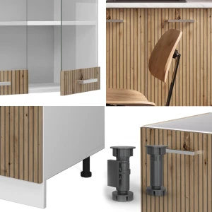 Singleküche R-Line Artisan Eiche/Weiß 140 cm ohne Arbeitsplatte livinity®