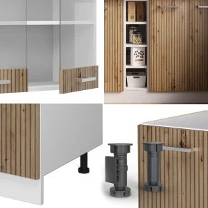 Singleküche R-Line Artisan Eiche/Weiß 160 cm ohne Arbeitsplatte livinity®