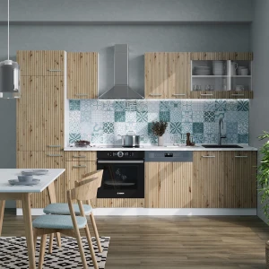 Küchenzeile R-Line Artisan Eiche/Weiß 300 cm , AP Anthrazit livinity®