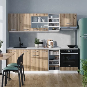 Küchenzeile R-Line Artisan Eiche/Weiß 240 cm , AP Eiche livinity®