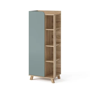 Midt skab Karen Sonoma/blå 50 x 128 cm med dør og åbne rum Vicco