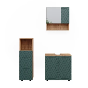 Kylpyhuonekalustesarja Irma Vihreä/Goldkraft Oak 3 osaa Vicco