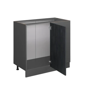 Eckunterschrank R-Line Schwarz Beton 86 cm ohne Arbeitsplatte livinity®