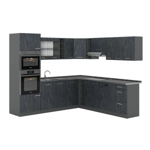 Hjørnekøkken R-Line Sort beton/antracit 247 x 46 cm uden bordplade Vicco