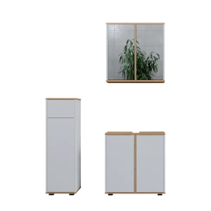 Badmöbel-Set Didi Weiß/Artisan 3 Teile, Midischrank mit mit Schubladen 60 cm Vicco