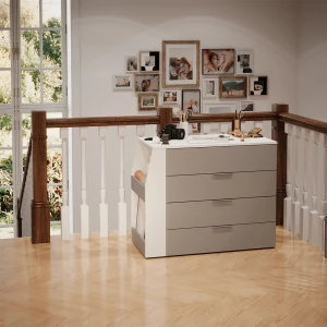 Basteltisch Iva Grau 98.5-167.5 x 80 x 47 cm ausklappbar, 4 Schubladen livinity®