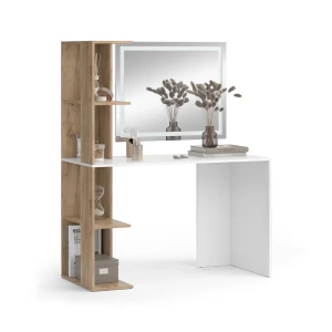 Makeupbord Tower Hvid/Sonoma 122.2 cm med LED-spejl Vicco