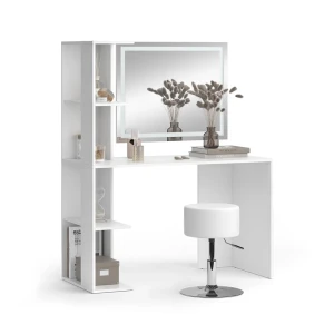 Frisørbord Tower Hvid 122.2 cm med belysning og skammel Vicco