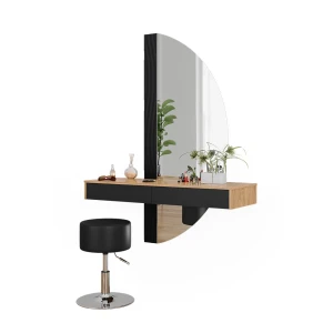 Frisørbord Melisa Sort 120 cm med belysning og skammel Vicco