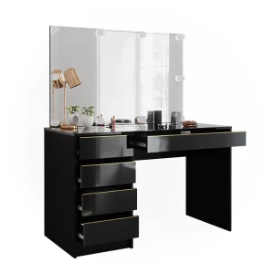 Puslebordssæt Sherry Sort/guld 120 cm med LED-belysning Vicco