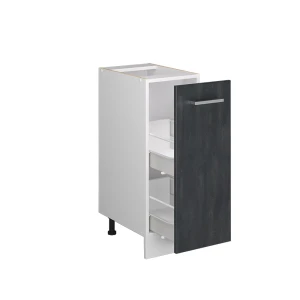 Apothekerschrank R-Line Schwarz Beton 30 cm ohne Arbeitsplatte livinity®