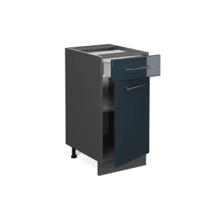 Küchenunterschrank Fame-Line Dunkelblau Hochglanz 40 cm ohne Arbeitsplatte livinity®