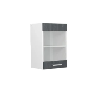 Køkkenskab med glas R-Line Sort beton 40 cm Vicco