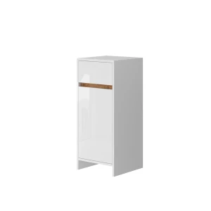 Midi-skab Detmold Hvid højglans/guld power oak 35 x 82 cm med dør og skuffe Vicco