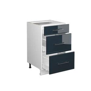 Küchenunterschrank Fame-Line Dunkelblau Hochglanz 50 cm ohne Arbeitsplatte livinity®
