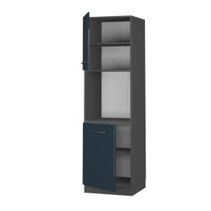 Herdumbauschrank Fame-Line Dunkelblau Hochglanz 60 cm offen livinity®