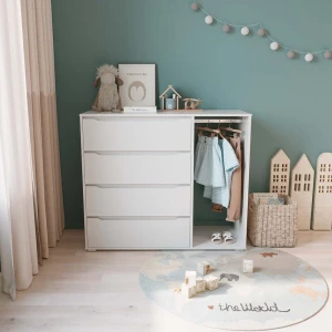Kinderkleiderschrank Ruben Weiß 120 x 101.9 cm mit 4 Schubladen livinity®