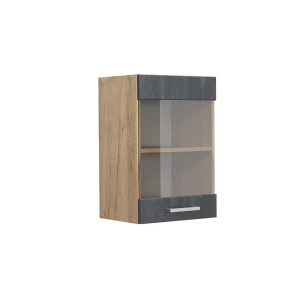 Køkkenskab med glas R-Line Sort beton 40 cm Vicco